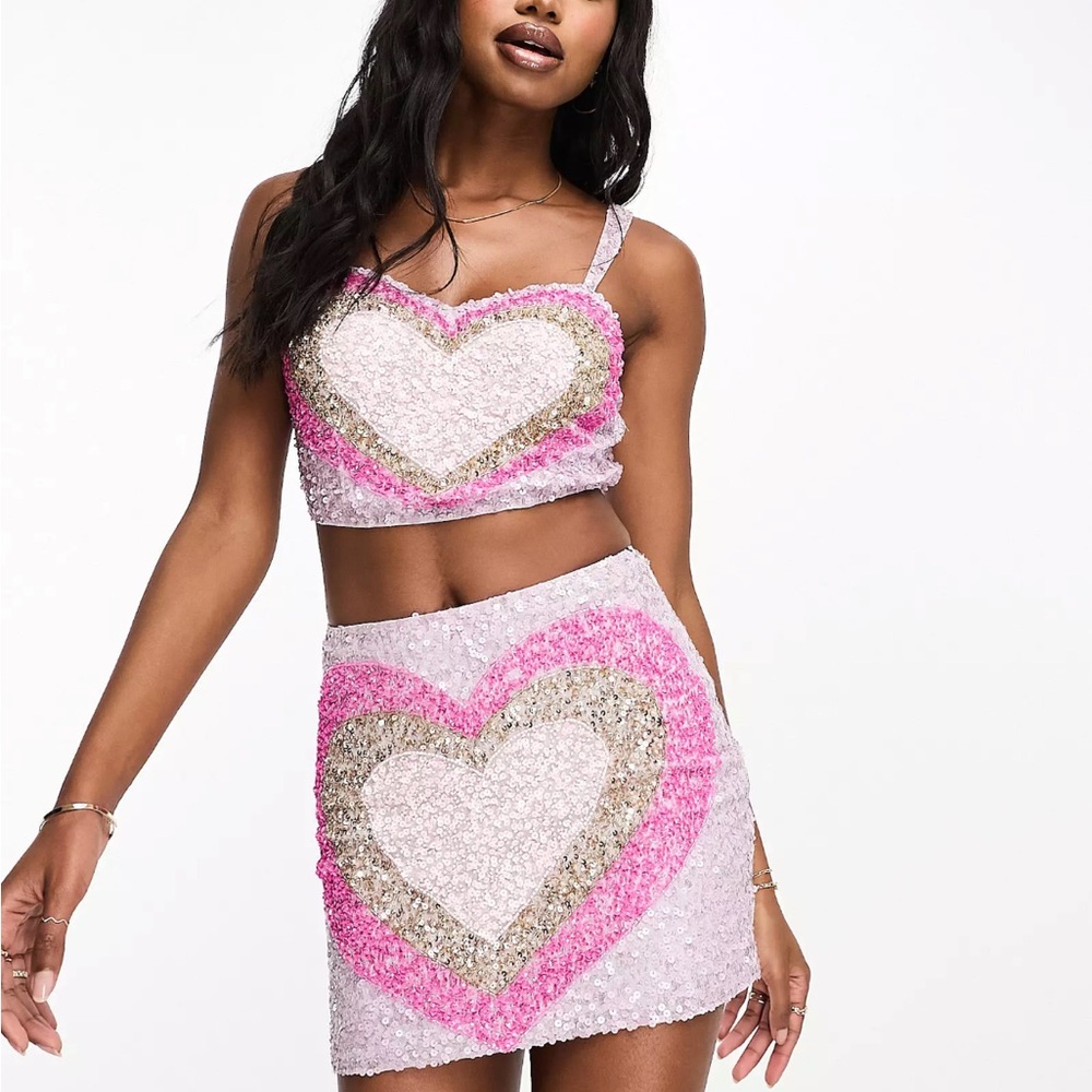 ASOS Lace and Beads sequin crop top and mini skirt set (Eras Tour outfit!)